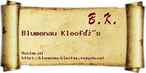 Blumenau Kleofás névjegykártya